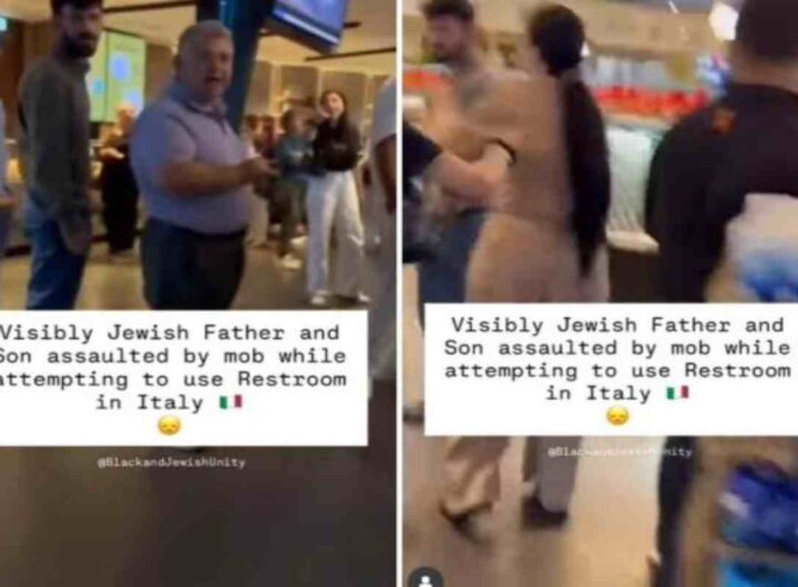 Un frame dell'aggressione a due ebrei all'autogrill