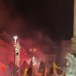 Tifosi della roma in festa a Piazza Navona
