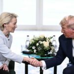 La guerra dei dazi continua a parole, la riforma della giustizia piace agli italiani, ci consoliamo con lo sport, nella foto trump von der leyen