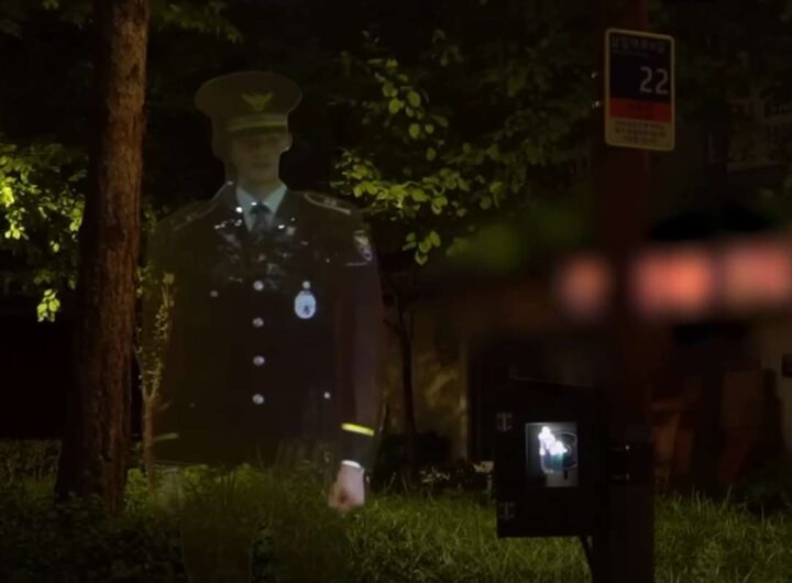 L'ologramma di un agente di polizia in Corea del Sud