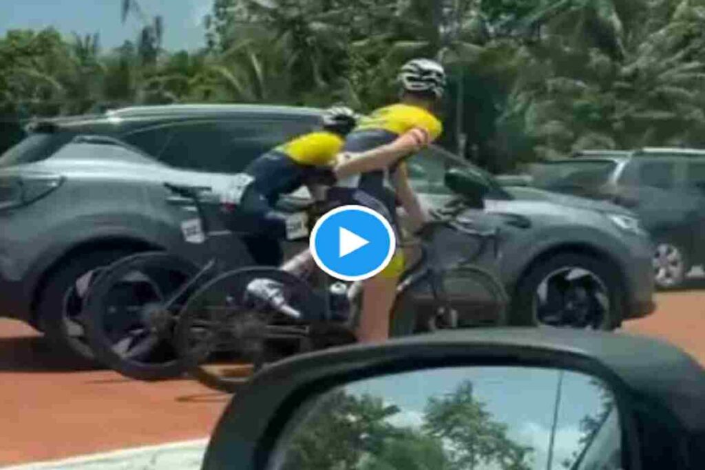 I due cicilisti del Tour de Guadalupe che si sono nascosti dietro le auto