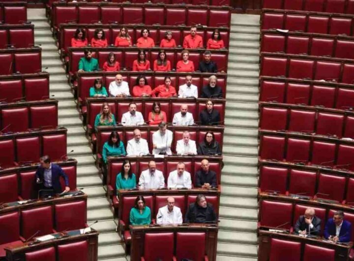 I parlamentari M5s con la bandiera della Palestina