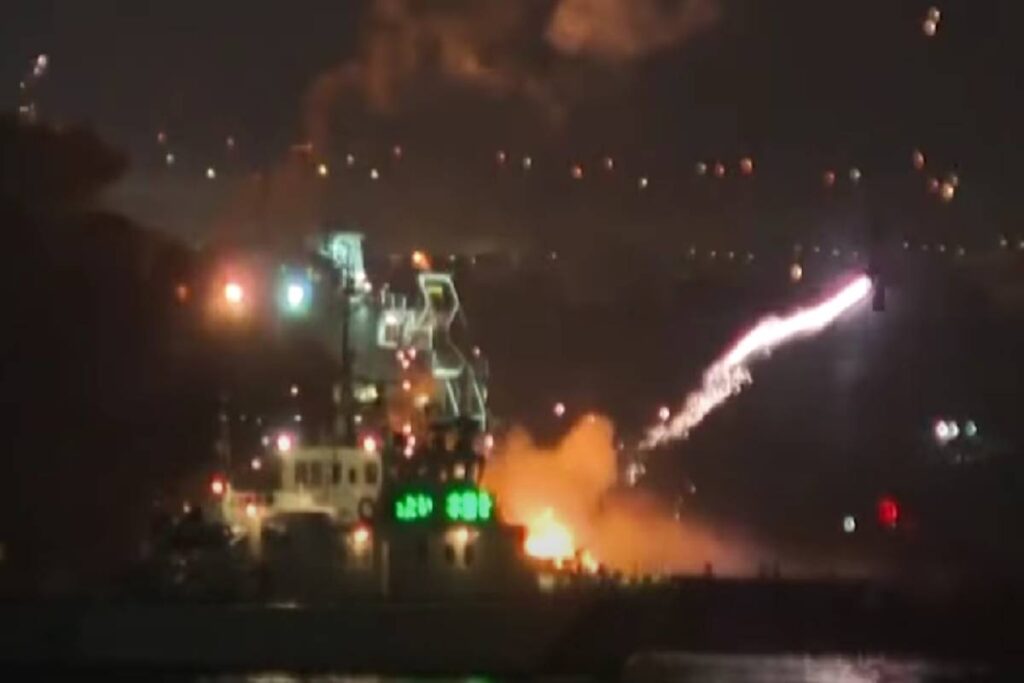 Chiatte in fiamme per il malfunzionamento dei fuochi d'artificio in Giappone