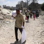 palestinesi in fuga da gaza