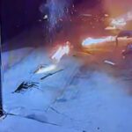 Stazione di rifornimento benzina in fiamme