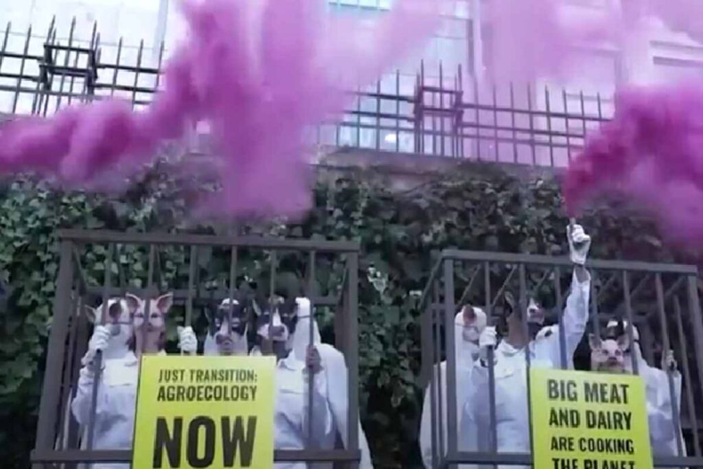 La protesta degli attivisti di Greenpeace