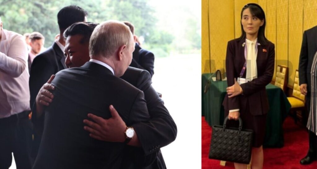 kim abbraccia putin e la sorella del leader coreano