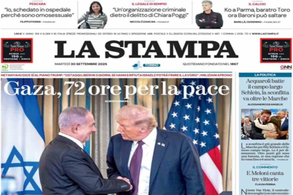 La Stampa, la prima pagina di oggi