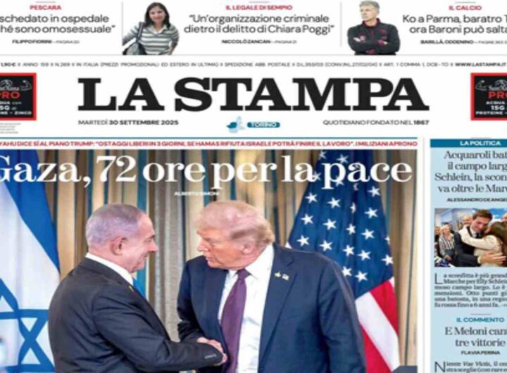 La Stampa, la prima pagina di oggi