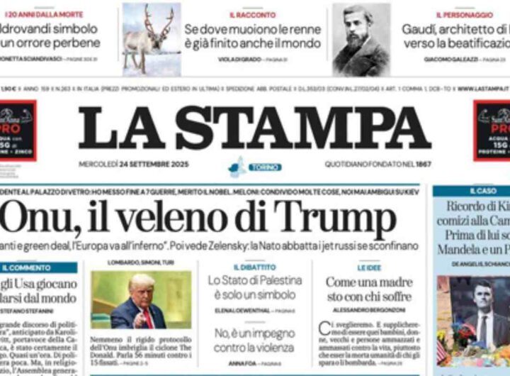 La Stampa, la prima pagina di oggi