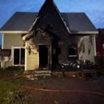 Casa devastata da un incendio