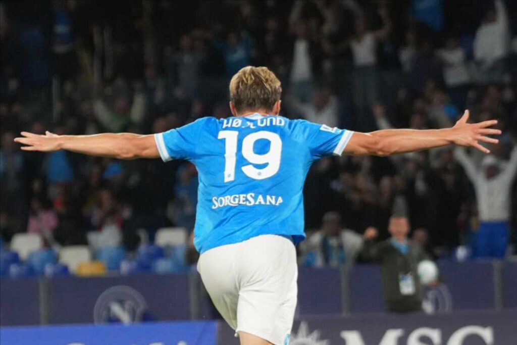 Il calciatore del Napoli Højlund