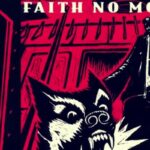 Particolare della copertina di King for a Day... Fool for a Lifetime dei Faith No More, con il disegno di un poliziotto con un cane rabbioso al giunzaglio, su uno sfondo tinto di rosso