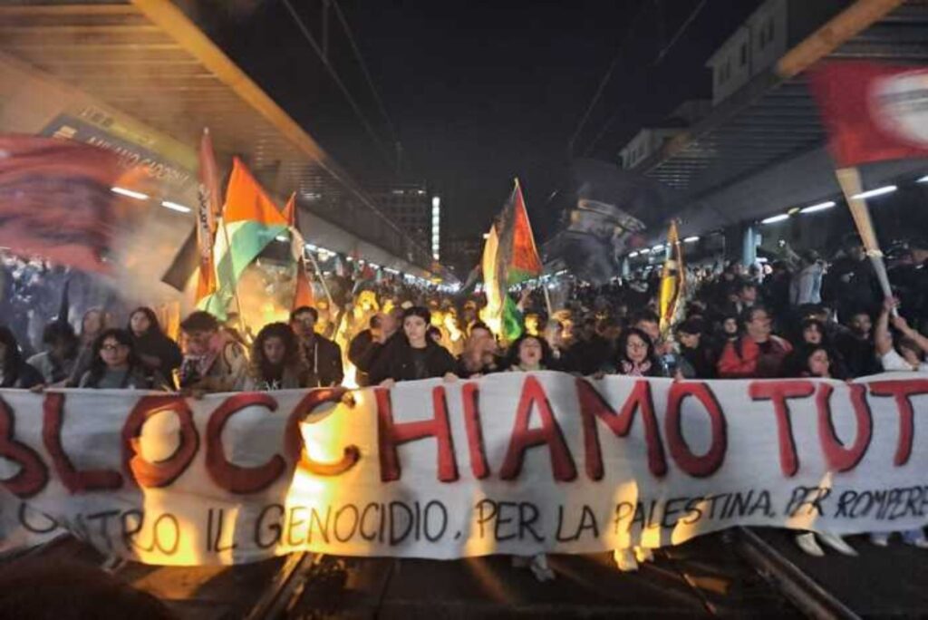 Un fiume di gente per la Palestina, milioni di italiani furiosi per gli scioperi, grazie Landini, nella foto manifestazione propal