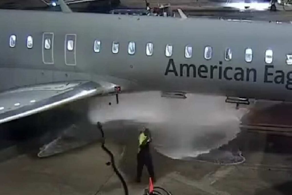 Fuoriuscita carburante sulla pista di atterraggio