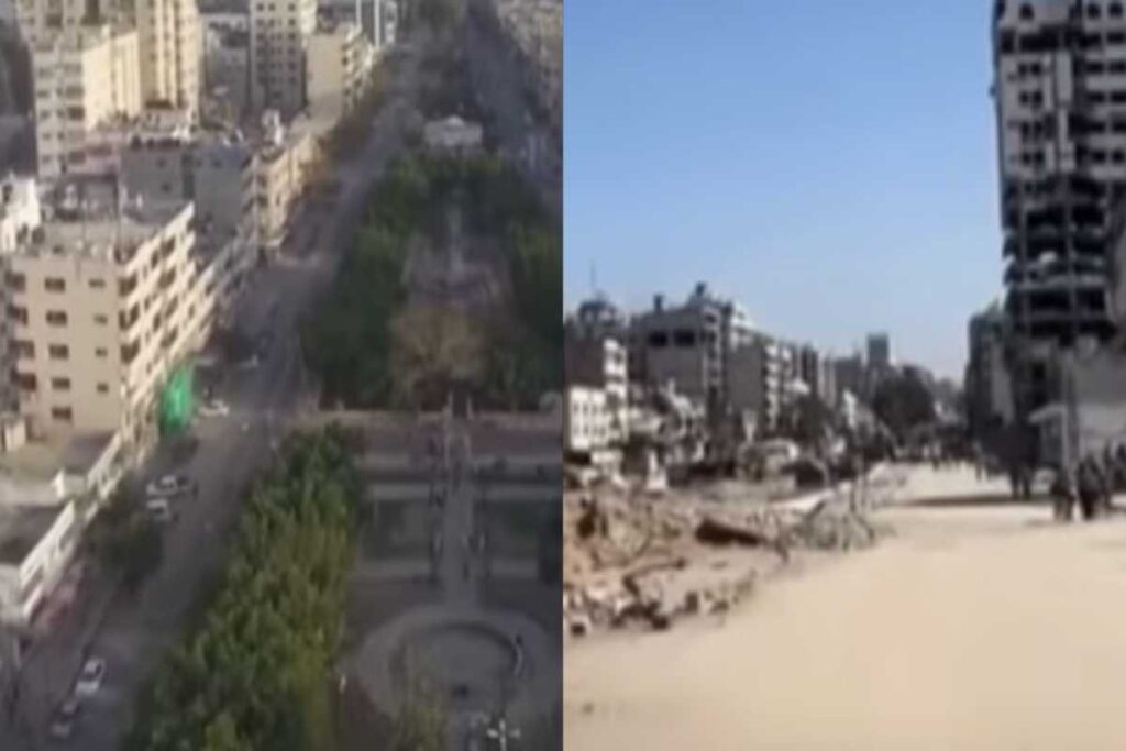 Gaza prima e dopo i bombardamenti