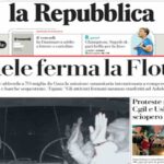 Repubblica, la prima pagina di oggi