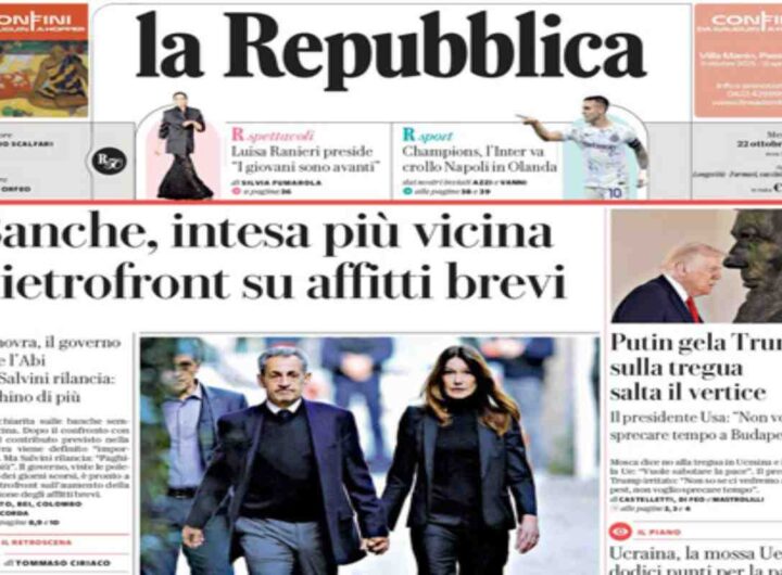 La Repubblica, la prima pagina di oggi