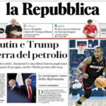 Repubblica, la prima pagina di oggi