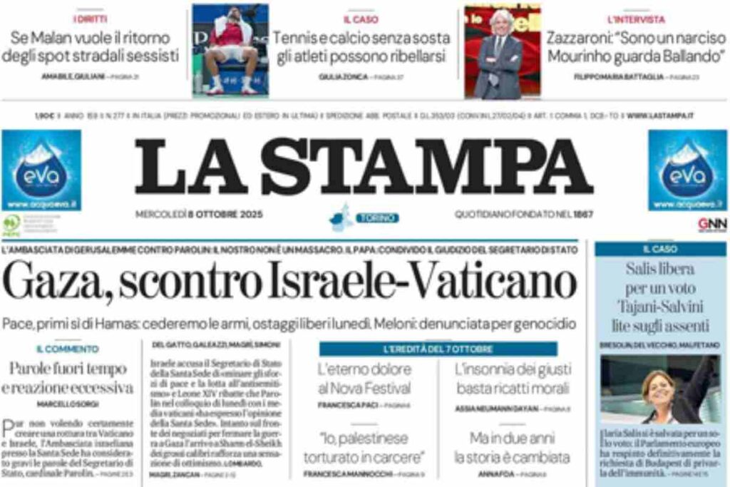 La Stampa, la prima pagina di oggi
