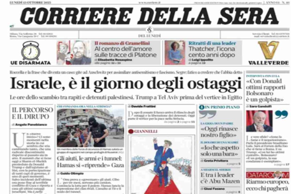 Il Corriere della Sera, la prima pagina di oggi