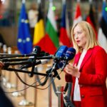 Giorgia Meloni in fake news satirica inglese, Reuters sgama, nella foto meloni a bruxelles