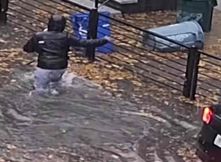 Pioggia record a New York, strade allagate