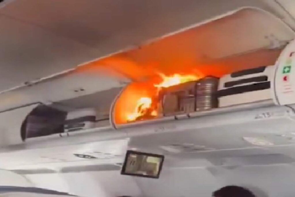 Power bank prende fuoco durante il volo