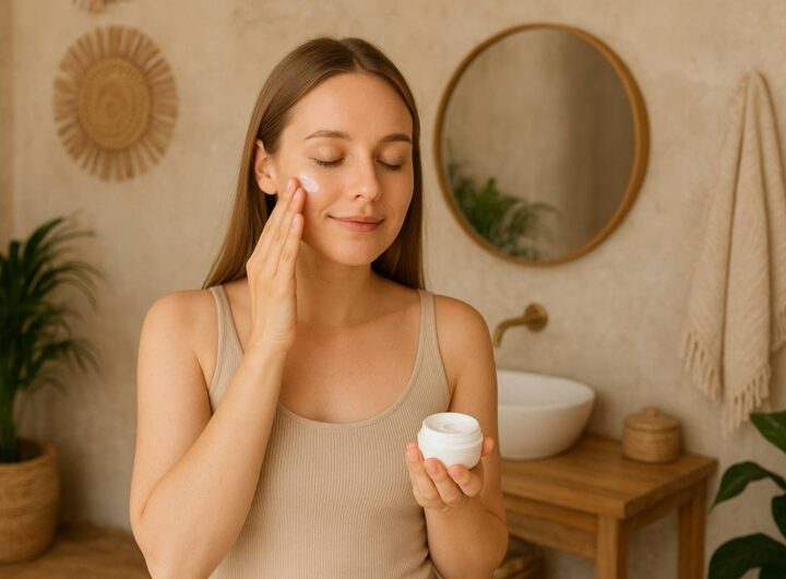 una ragazza fa skincare