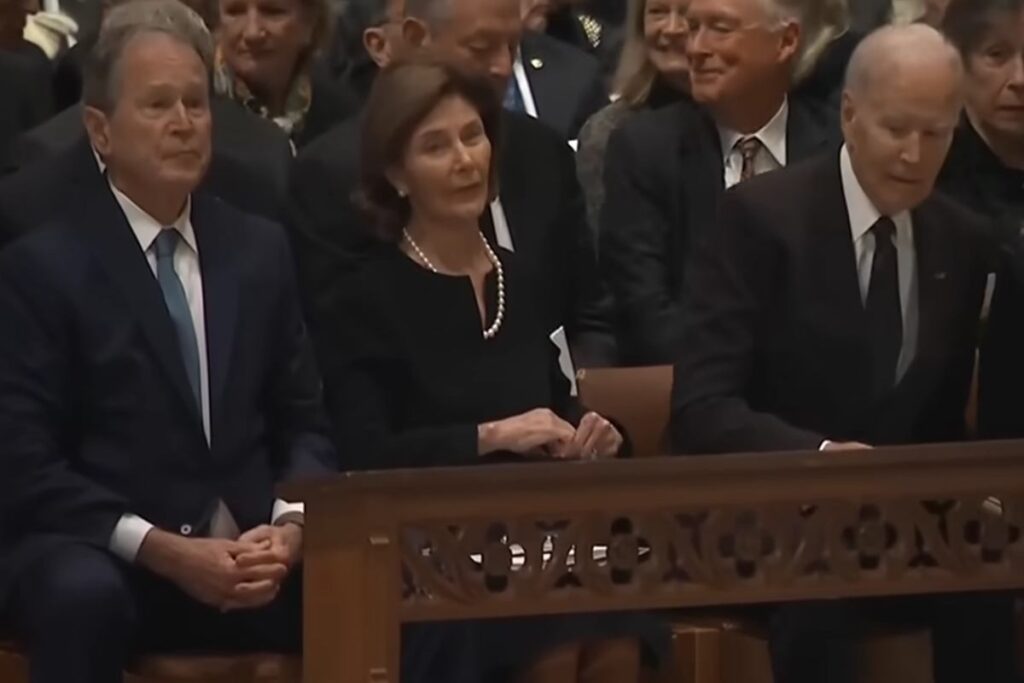 Bush e Biden ai funerali di Dick Cheney