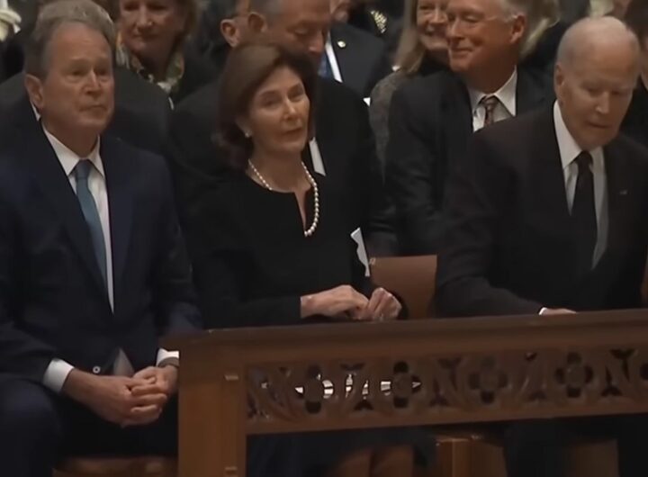 Bush e Biden ai funerali di Dick Cheney