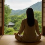 ragazza coreana guarda dalla finestra