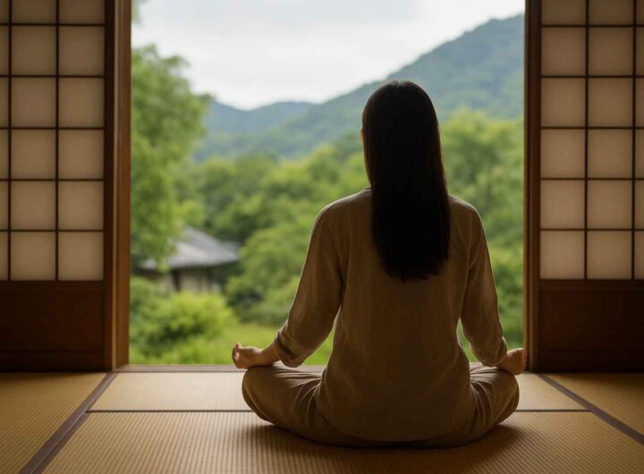 ragazza coreana guarda dalla finestra