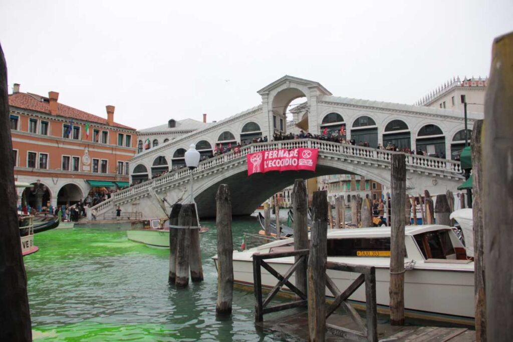 il canal grande di venezia colorato di verde