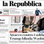 Repubblica, la prima pagina di oggi