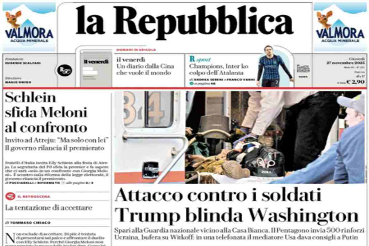 L’EDICOLA, Repubblica: “Attacco contro i soldati, Trump blinda Washington”. La Stampa: “Stupri, lo sgambetto di Salvini”. Il Fatto: “Sempre meno elettori e sempre più assessori”
