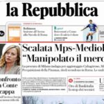 Repubblica, la prima pagina di oggi