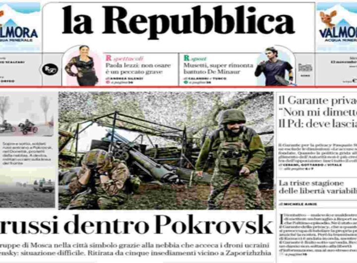 Repubblica, la prima pagina di oggi