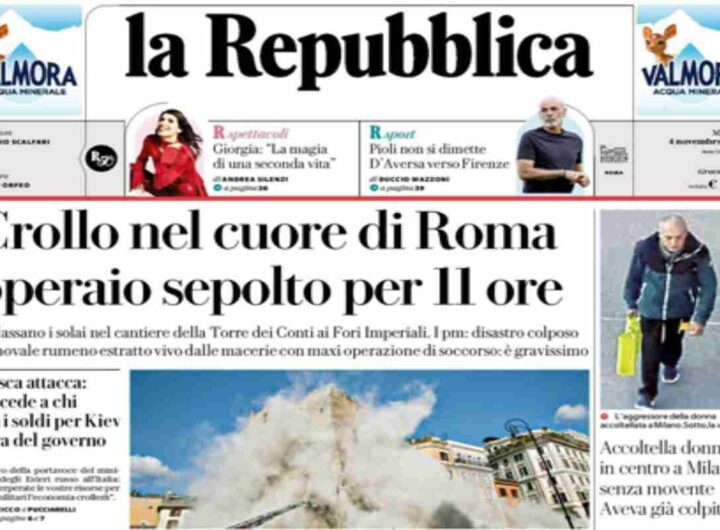 La Repubblica, la prima pagina di oggi