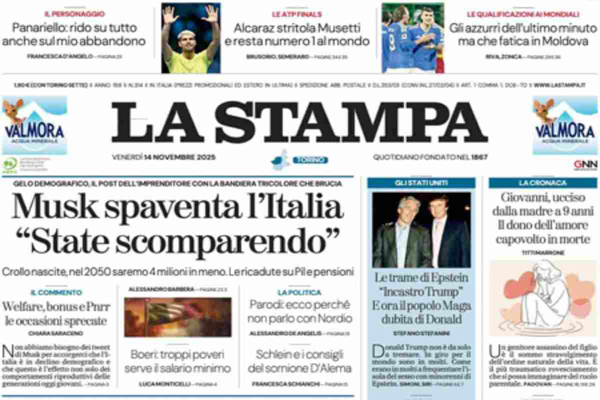 L’EDICOLA, Repubblica: “Manovra, tassa sull’oro”. La Stampa: “Musk spaventa l’Italia: ‘State scomparendo'”. Il Fatto: “Dopo il referendum, FI prepara l’altra mazzata”