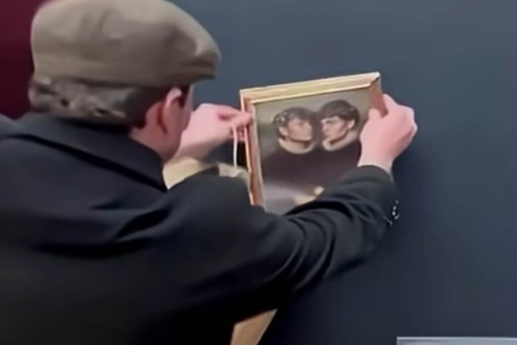 Tiktoker appende un suo dipinto nella salla della Gioconda, al Louvre