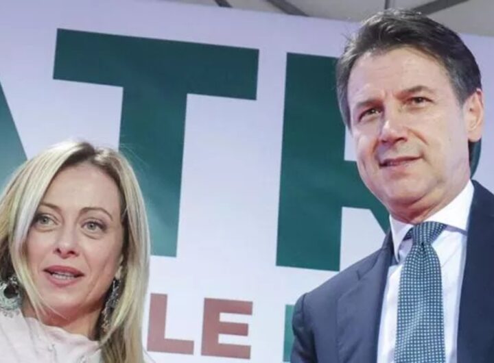 I bastoni nelle ruote di Conte a Schlein per Atreju: il campo largo naufraga sulle vanità personali , nella foto conte meloni