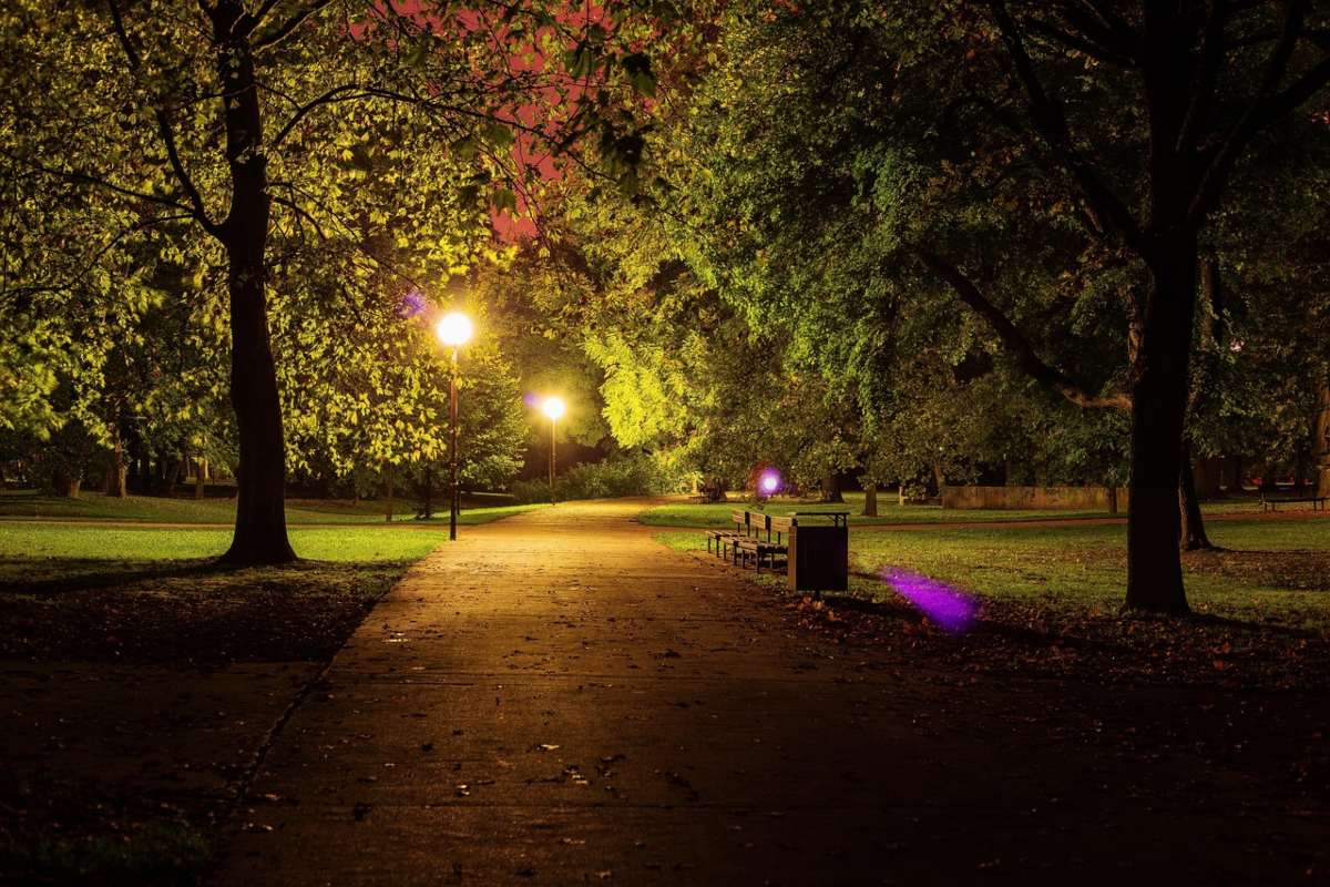 un parco cittadino di notte