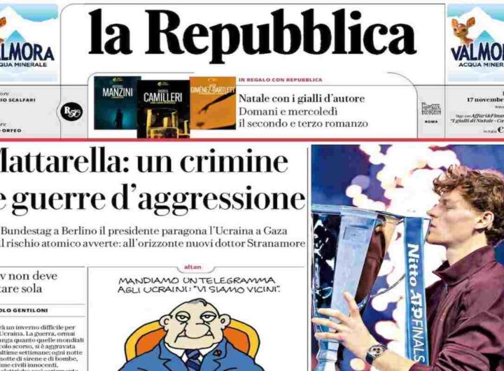 Repubblica, la prima pagina di oggi