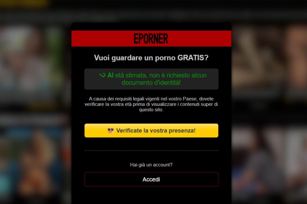 sito porno verifica età