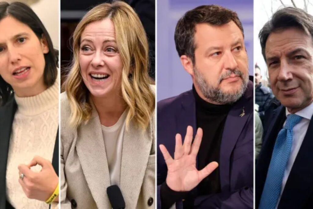 Schlein-Meloni-Salvini-Conte
