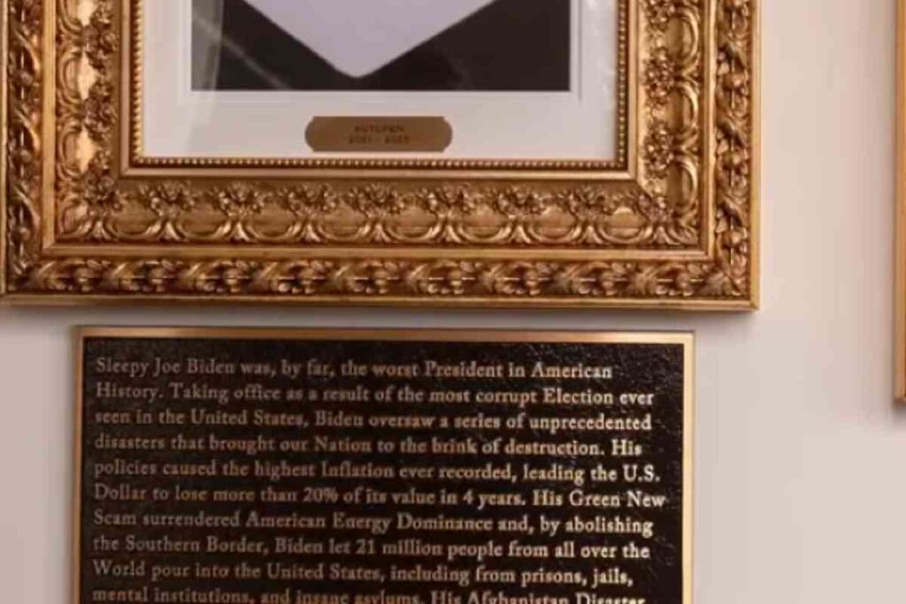 Donald Trump, la didascalia su Biden