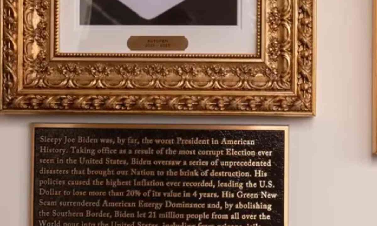 Donald Trump, la didascalia su Biden