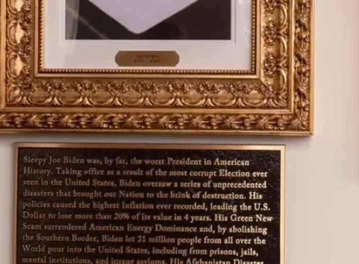 Donald Trump, la didascalia su Biden