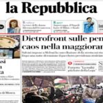 Repubblica, la prima pagina di oggi